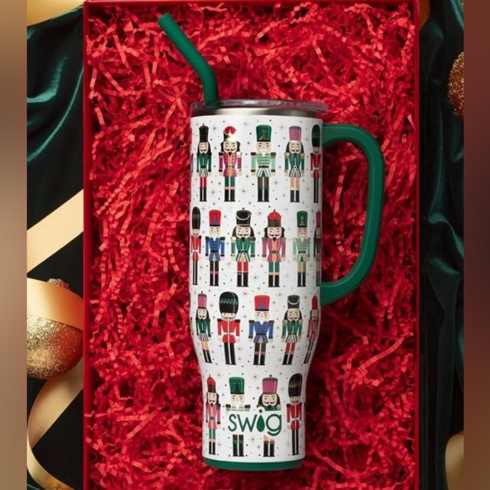 Nutcracker Themed Travel Mug with Green Handle - Picture 2 of 3